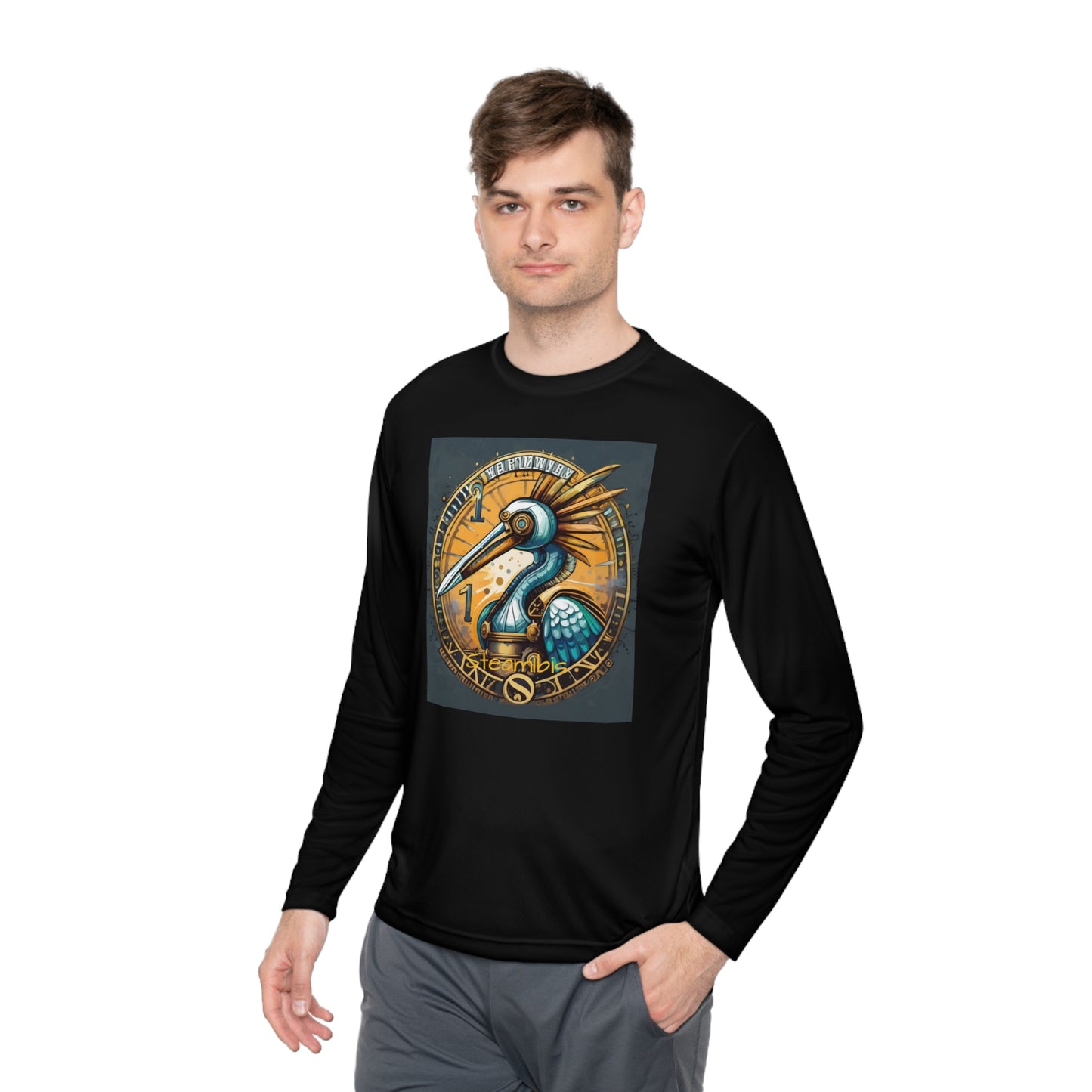 Unisex Adult Lightweight Long Sleeve Tee Steampunk Gematria Ibis Avian Vintage collection