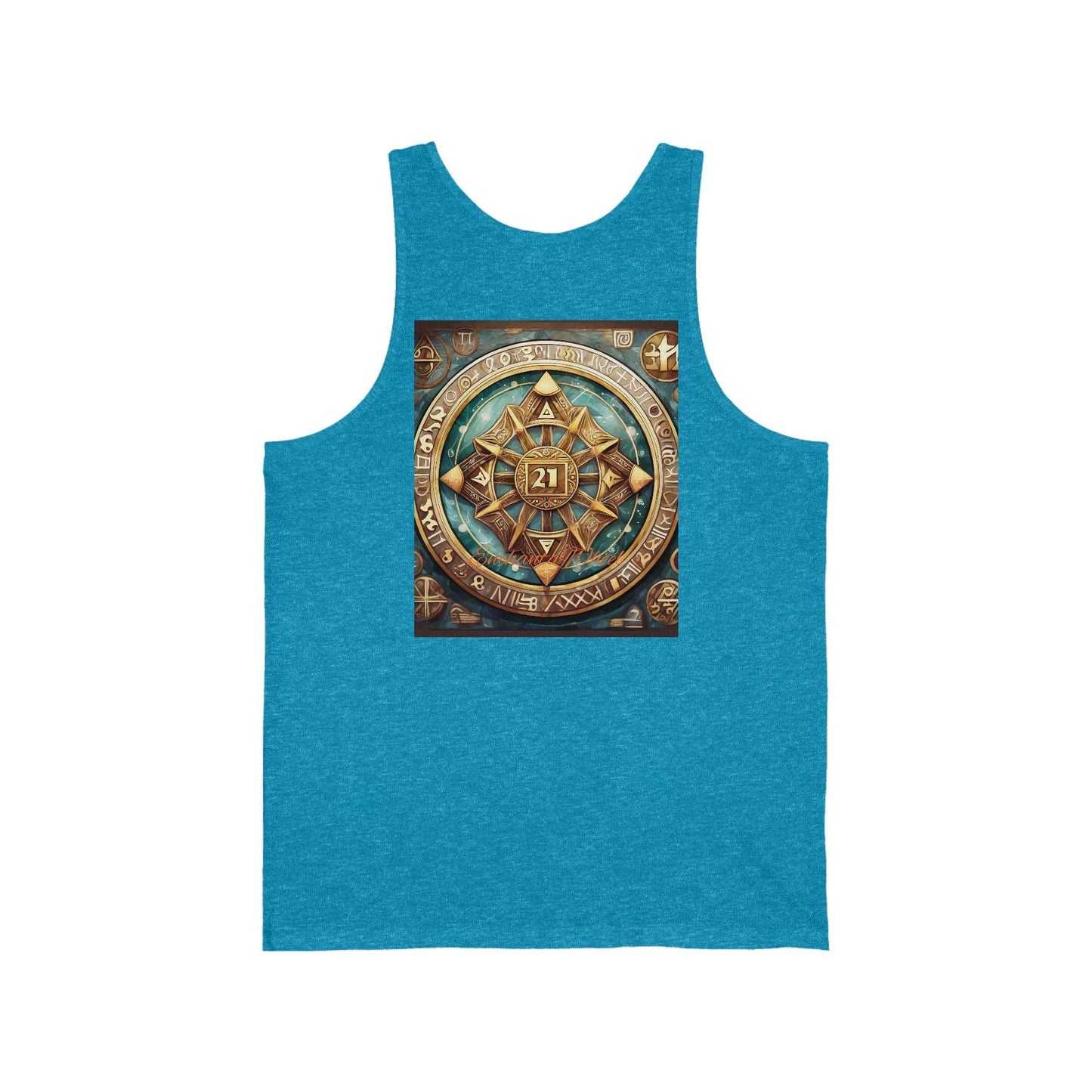 Embrace the Unisex Jersey Tank: Discover the Enchanta Wheel E-bike Gematria-Inspired T-shirt