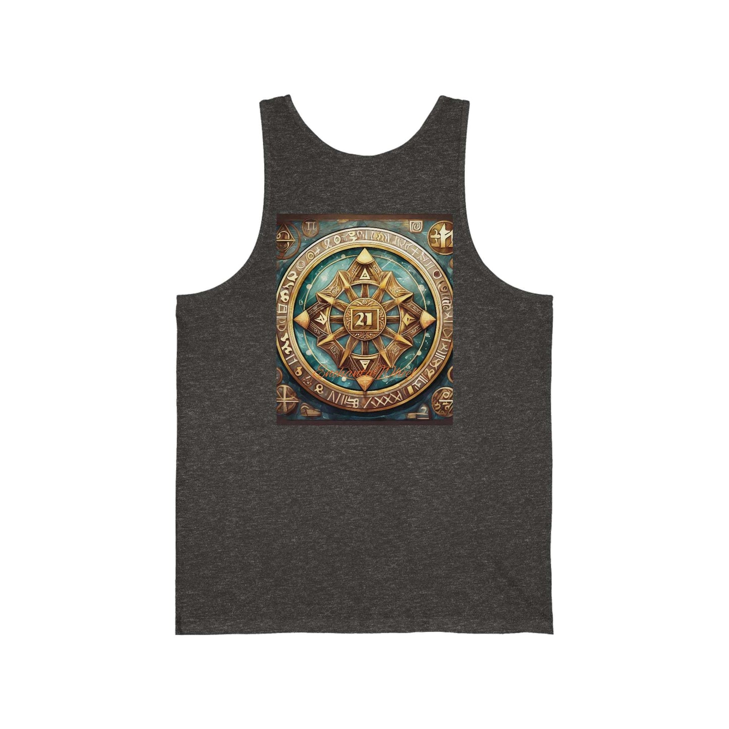 Embrace the Unisex Jersey Tank: Discover the Enchanta Wheel E-bike Gematria-Inspired T-shirt