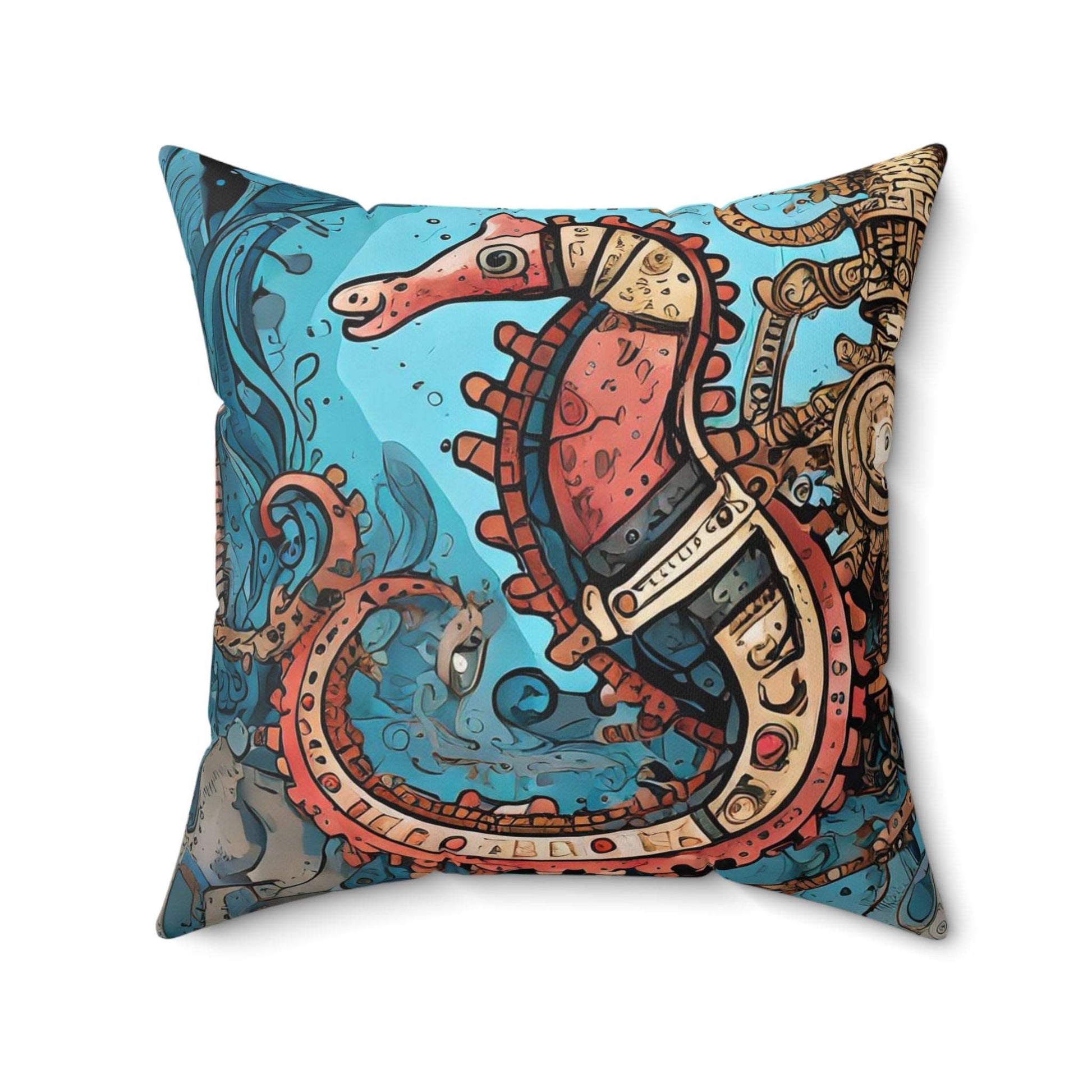 Spun Polyester Square Pillow Steampunk Friends