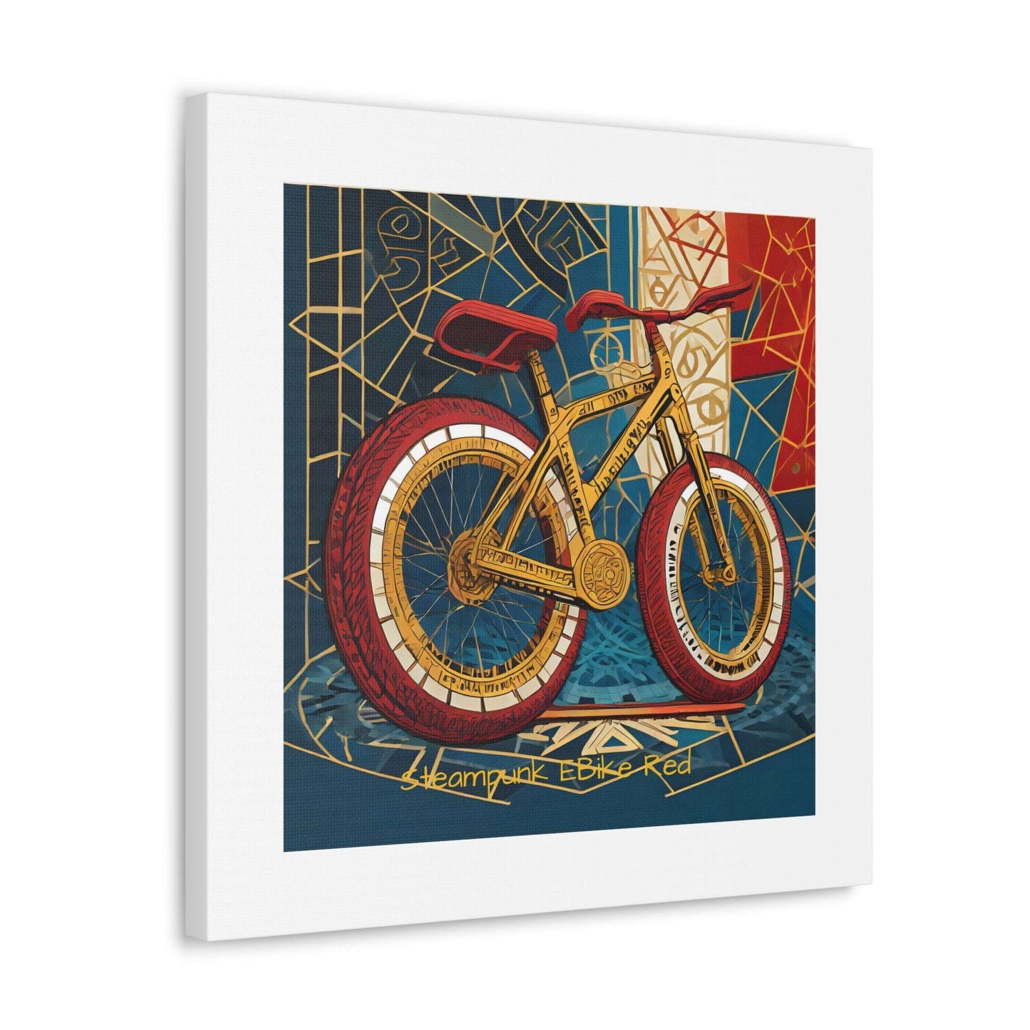 Steampunk EBike Red Gematria Canvas Gallery Wraps by Jacquie B