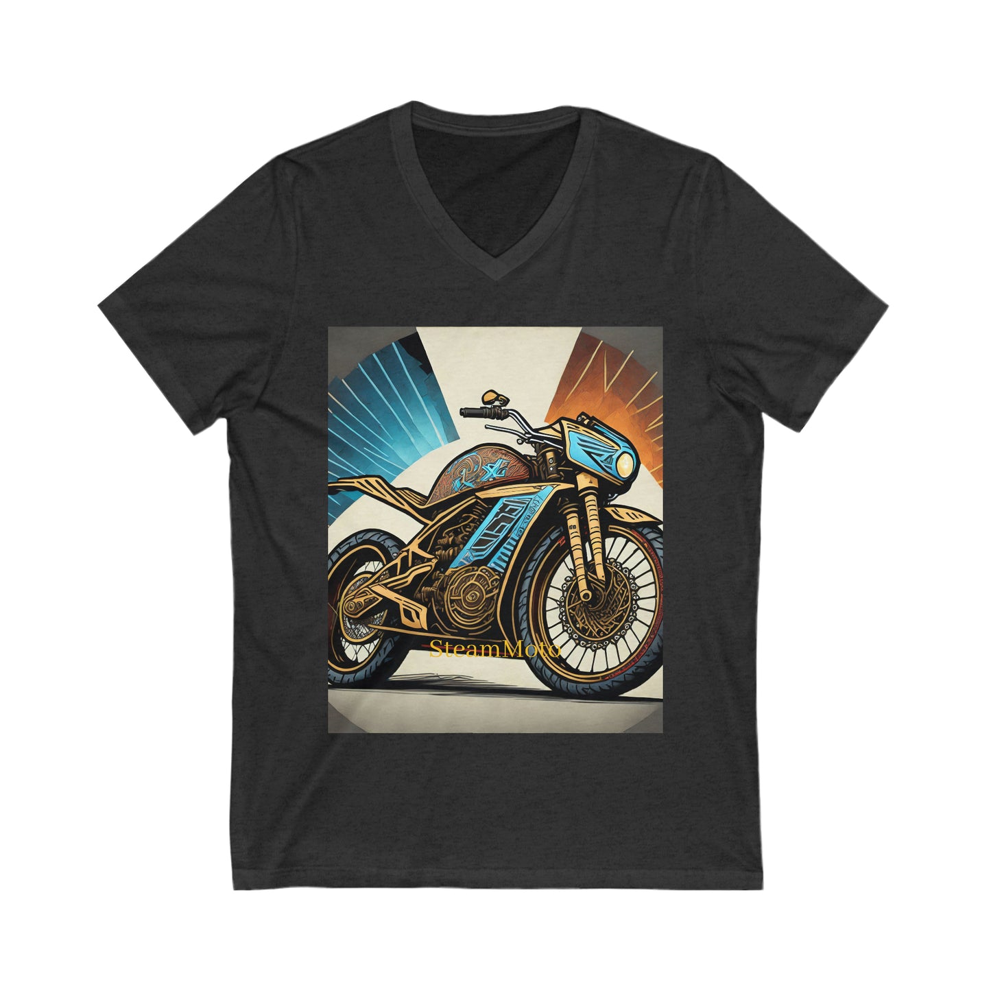 Unisex Adult Jersey Short Sleeve V-Neck Tee Steampunk Motor Cycle Apparel