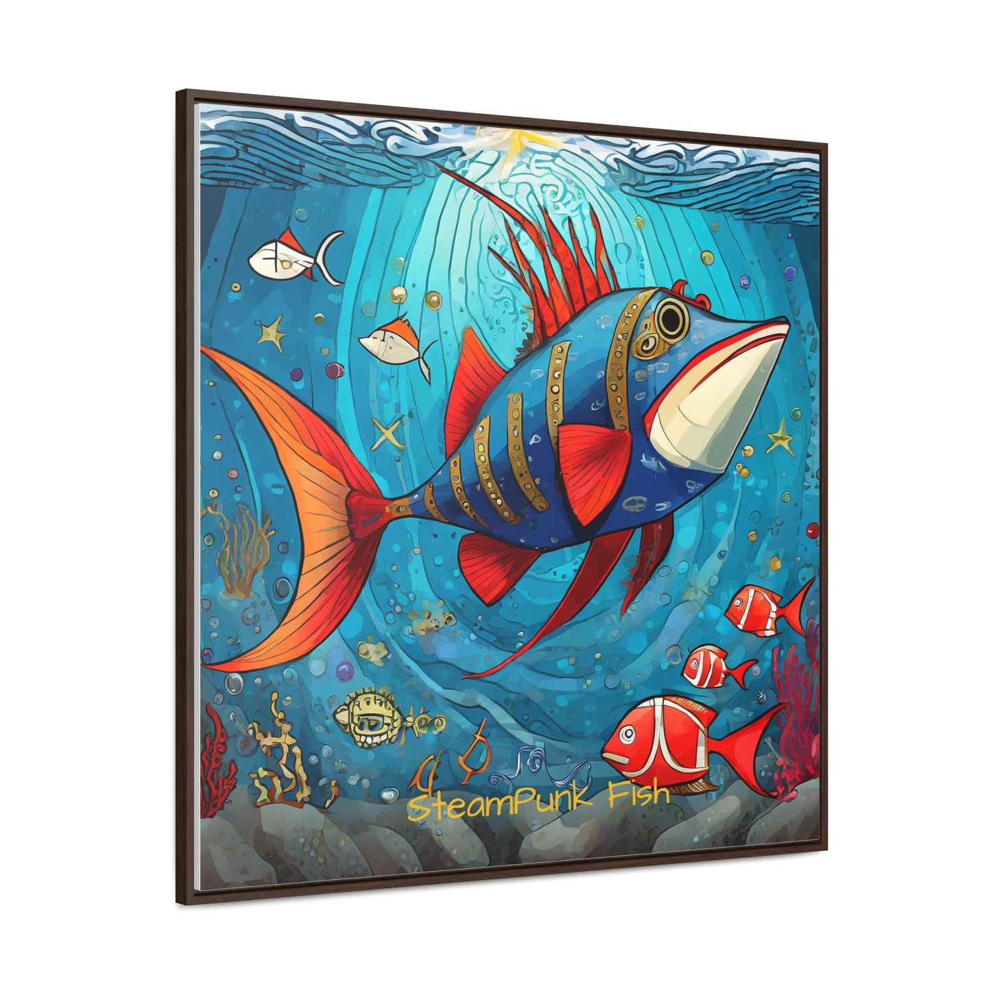 StreamPunk Fish Gematria Red ♥️ Gallery Canvas Wraps, Square Frame