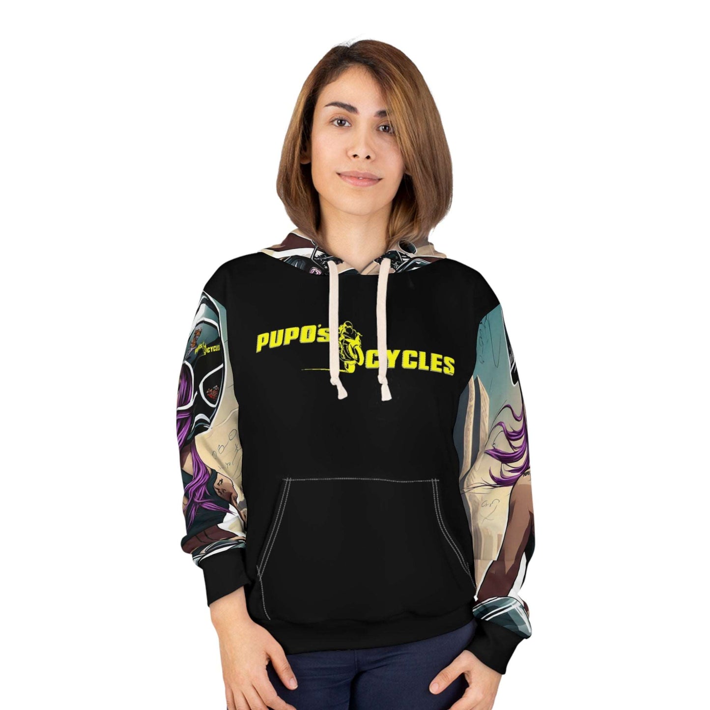 Pullover Hoodie AOP Tattooed Steam Punk Moto Women's Pupo's Cycles