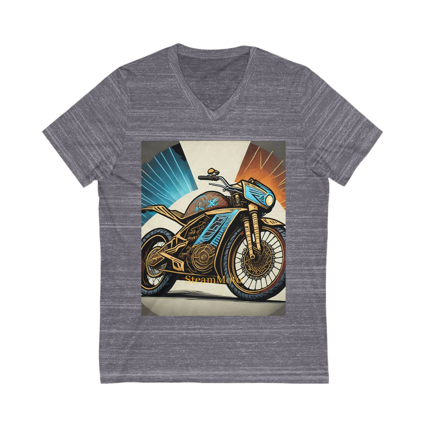 Unisex Adult Jersey Short Sleeve V-Neck Tee Steampunk Motor Cycle Apparel