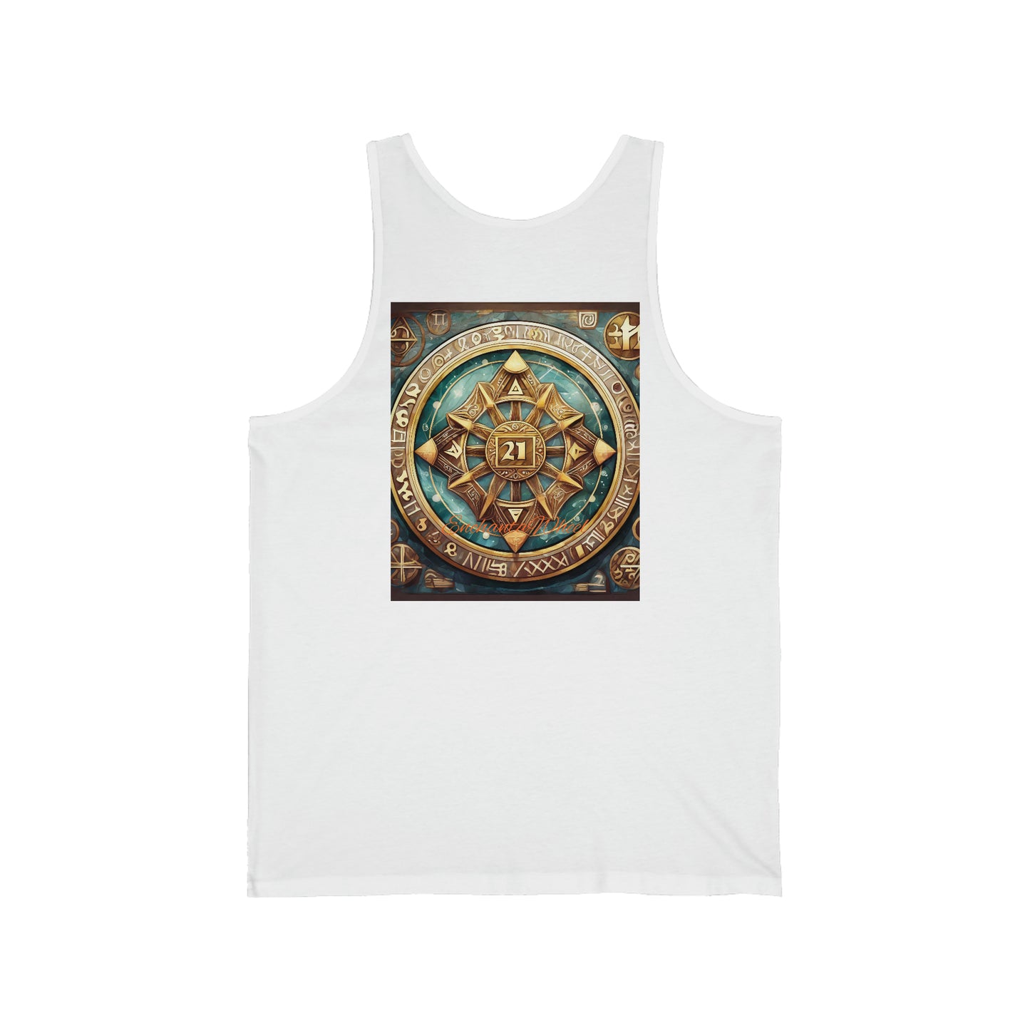 Embrace the Unisex Jersey Tank: Discover the Enchanta Wheel E-bike Gematria-Inspired T-shirt