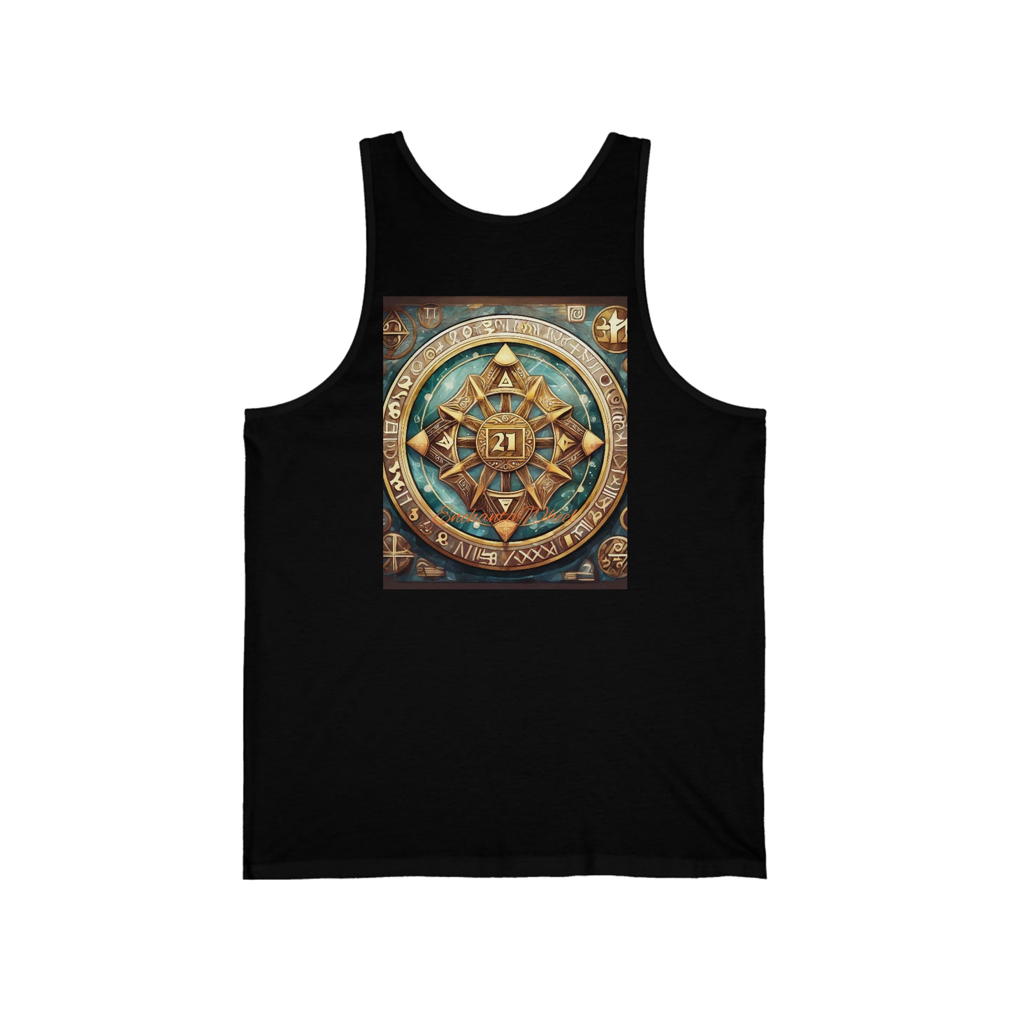 Embrace the Unisex Jersey Tank: Discover the Enchanta Wheel E-bike Gematria-Inspired T-shirt