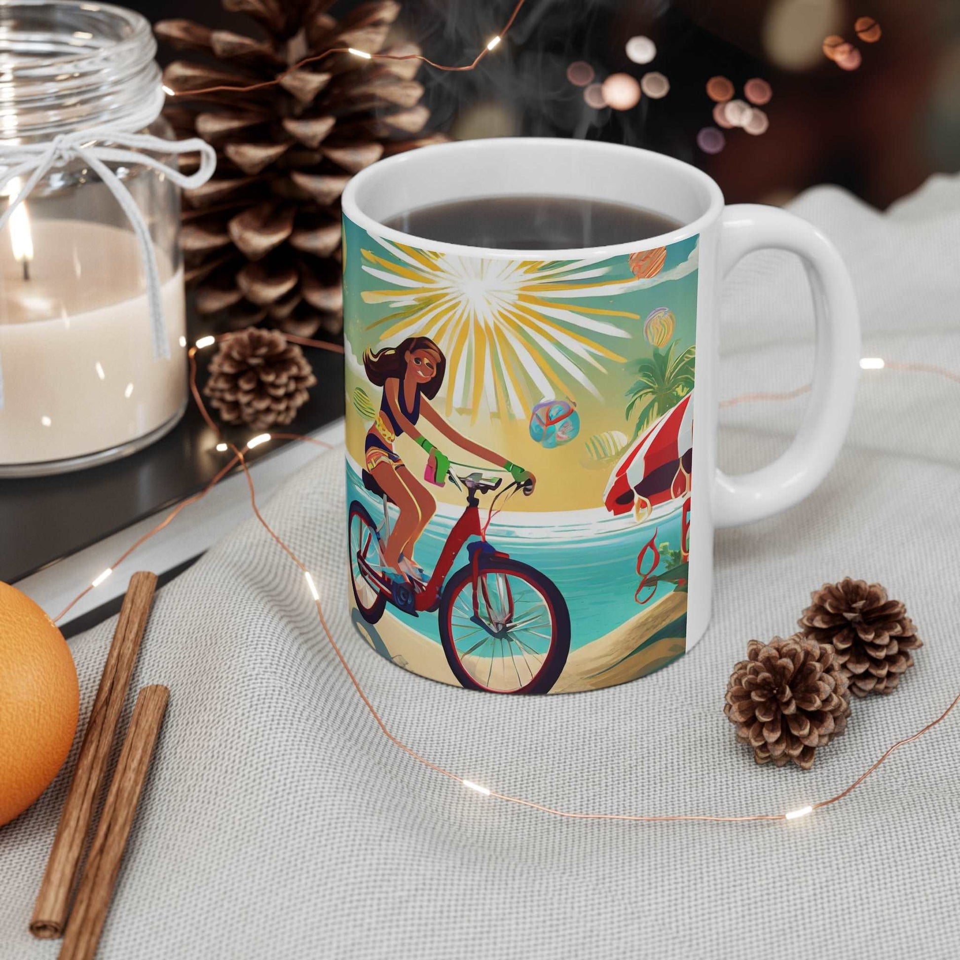 Picasso Christmas Ebike Coffee mug by Whalewave creations
