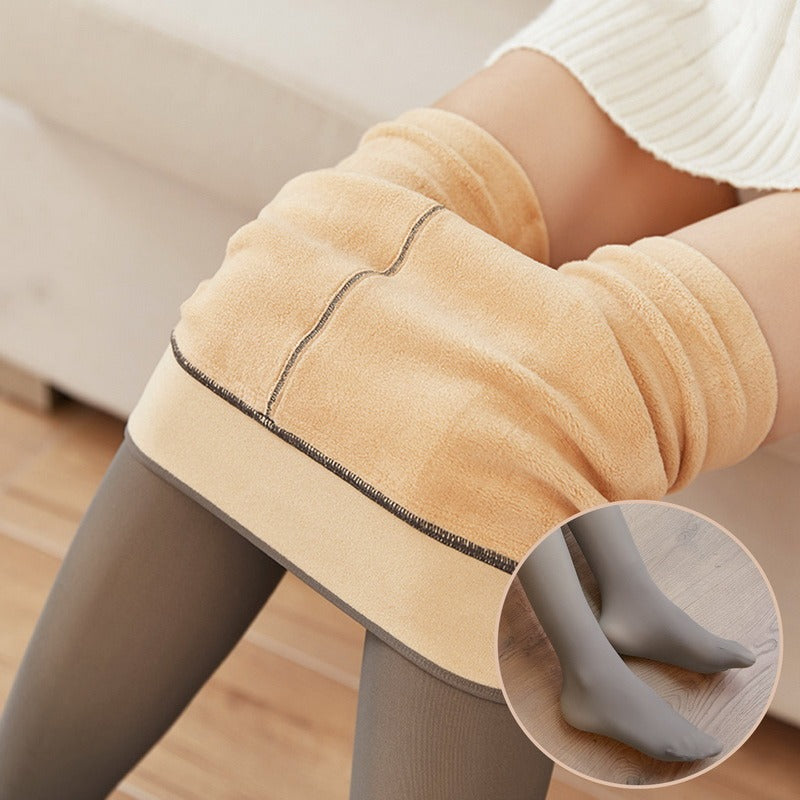 Women's Fake Translucent Plus Size Fleece-Lined Leggings for Fall & Winter