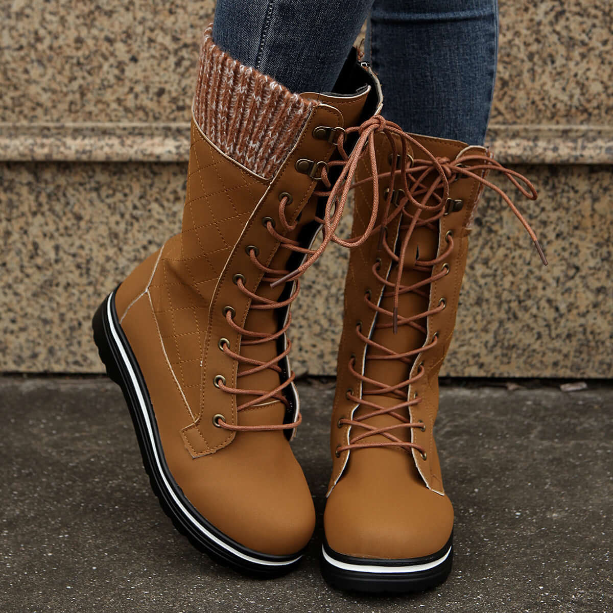 Motorcycle Boots - Flat Heels, Round Toe" by  VickyLei