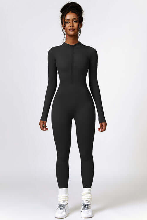 Whalewave Creations Half Zip Long Sleeve Active Jumpsuit