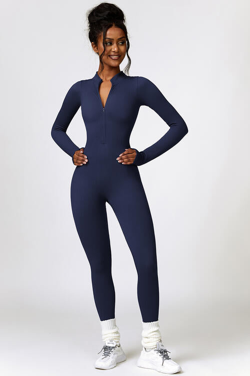 Whalewave Creations Half Zip Long Sleeve Active Jumpsuit