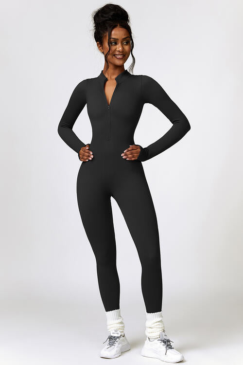 Whalewave Creations Half Zip Long Sleeve Active Jumpsuit