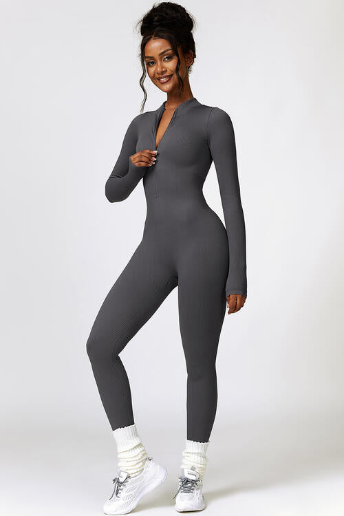 Whalewave Creations Half Zip Long Sleeve Active Jumpsuit