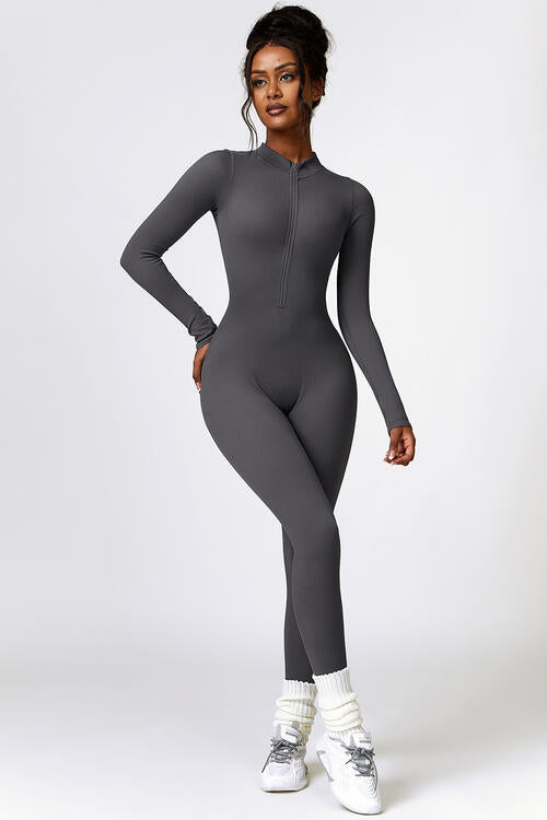 Whalewave Creations Half Zip Long Sleeve Active Jumpsuit