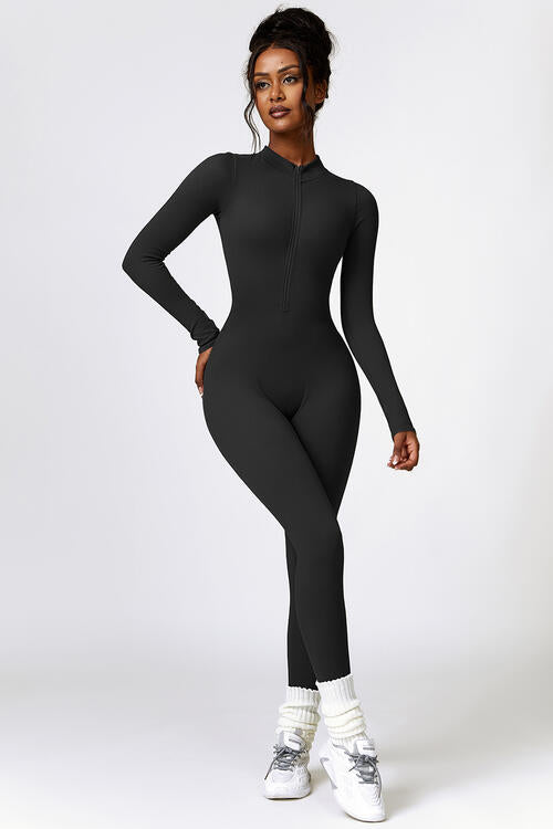 Whalewave Creations Half Zip Long Sleeve Active Jumpsuit