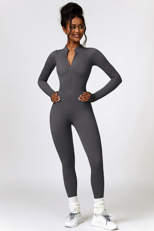 Whalewave Creations Half Zip Long Sleeve Active Jumpsuit