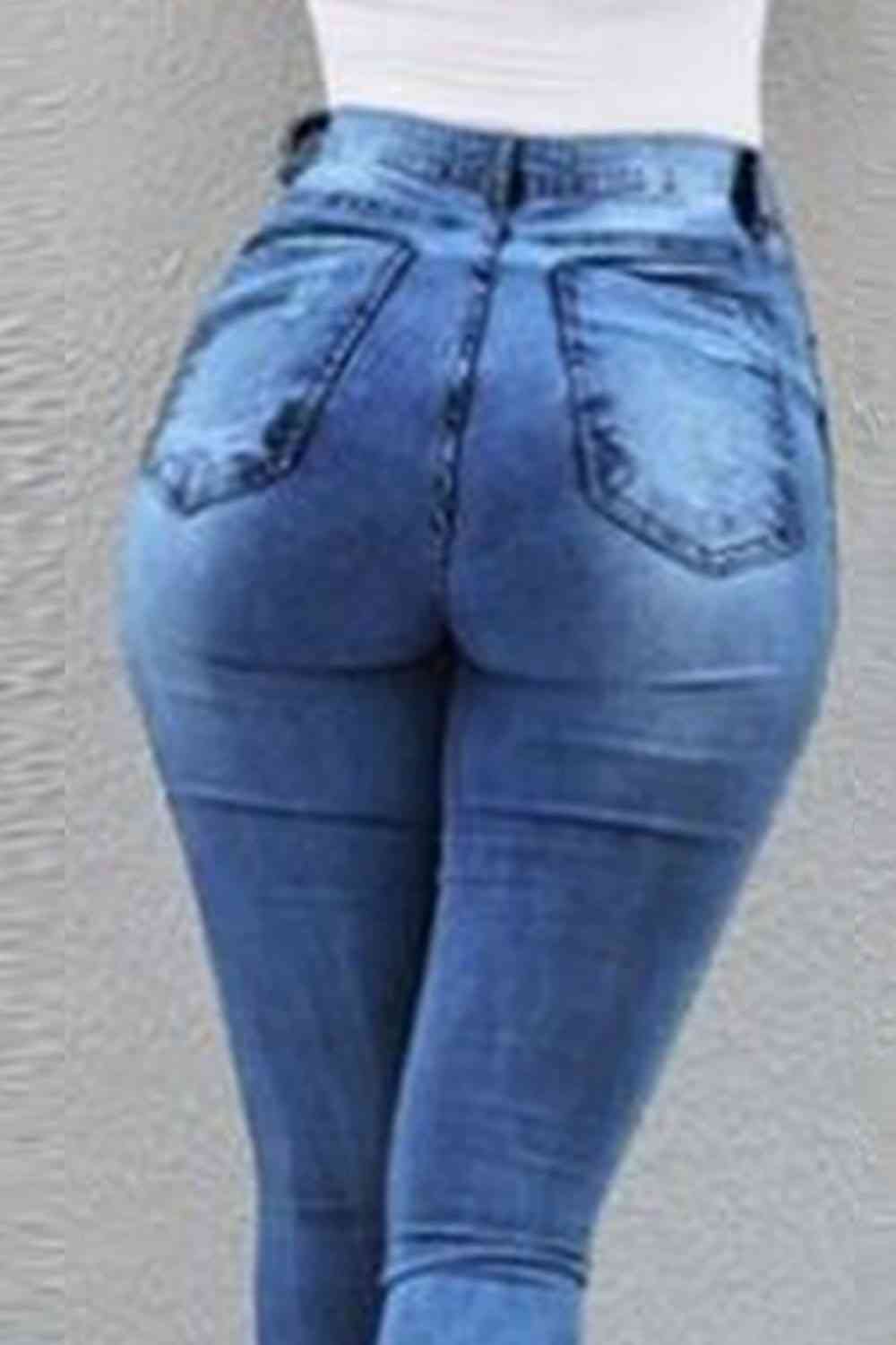 Women's Buttoned Slit Jeans
